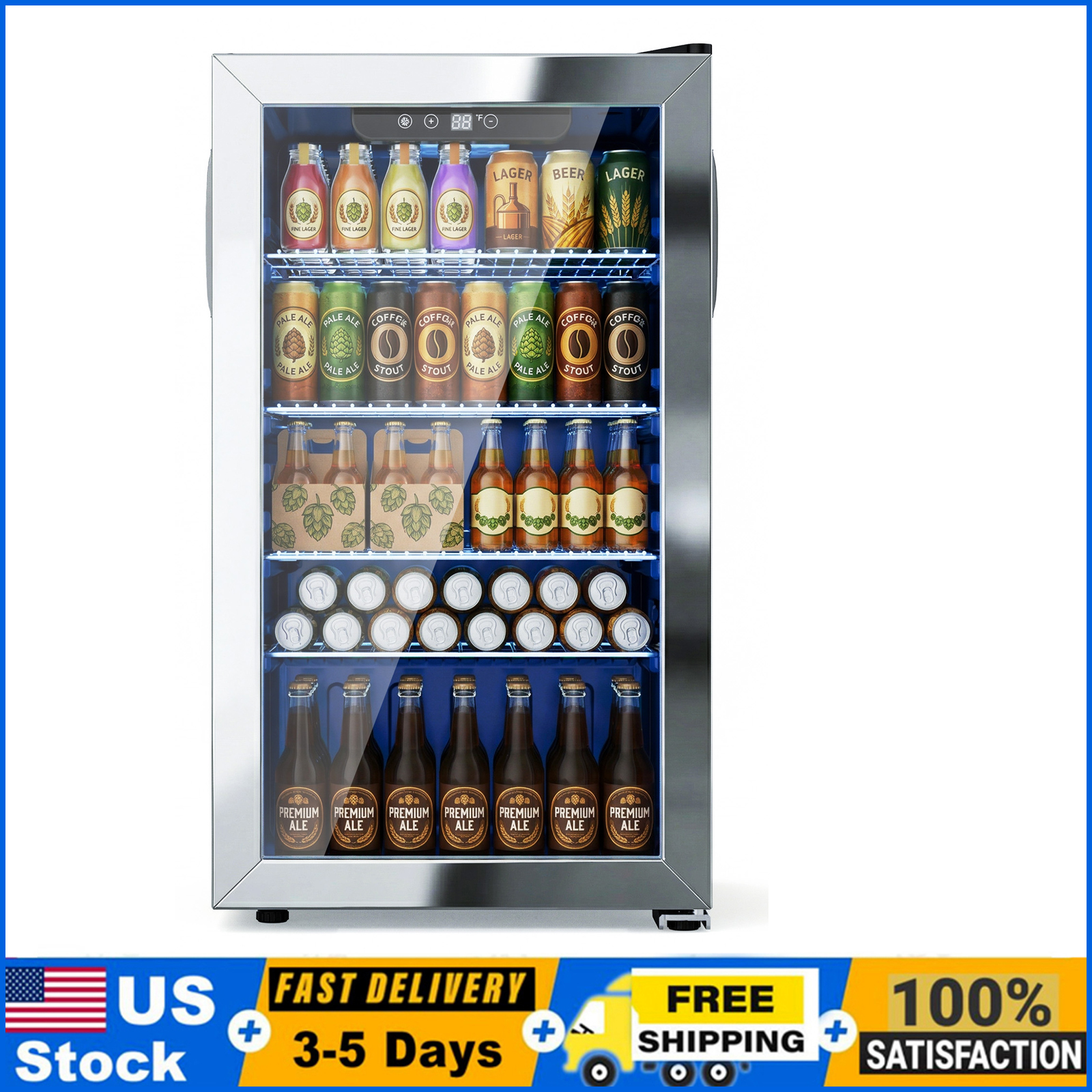 Beer Wine Up - 130 Can Beverage Refrigerator Cooler, 4.5