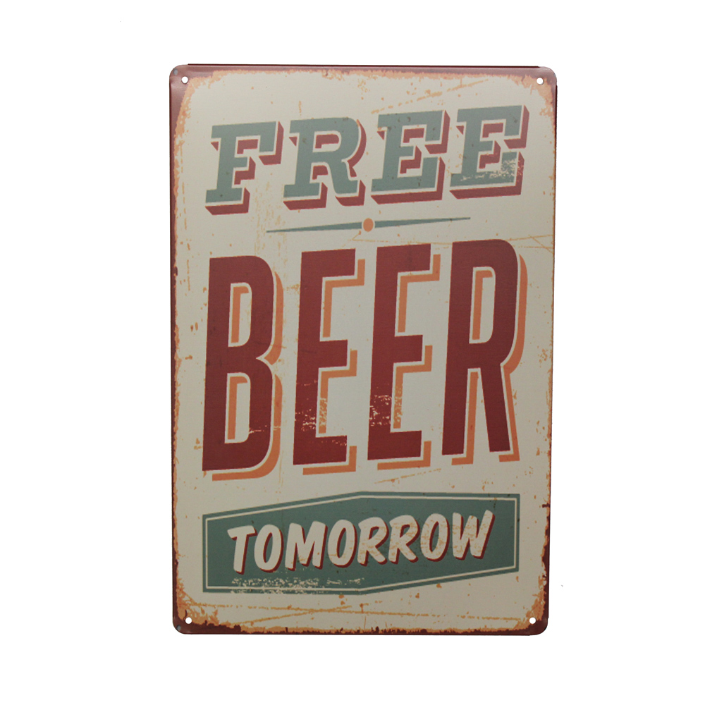 Free Beer Drink Tin Sign Wine  – Wine Beer Pub recenzja i cena