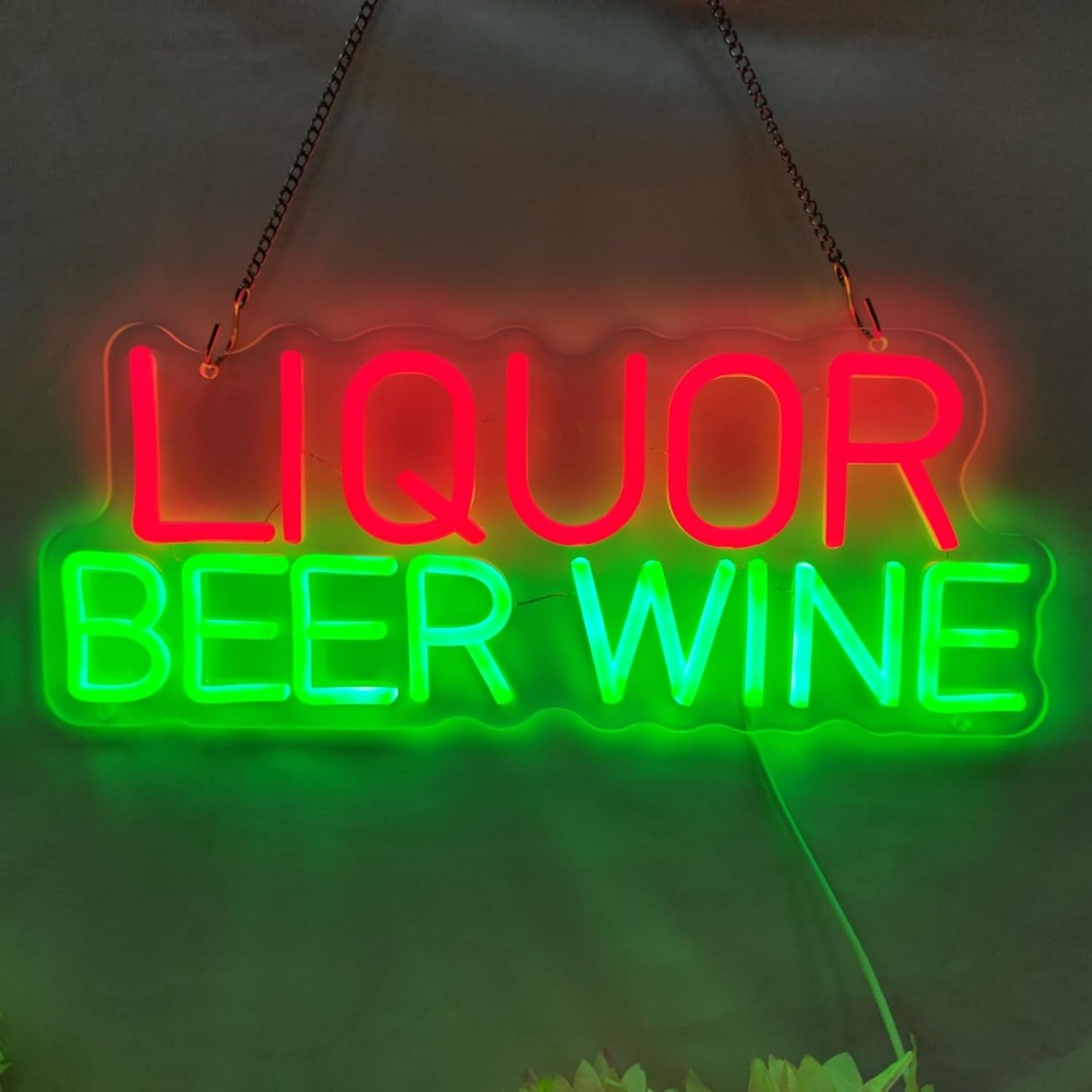 Liquor Beer Wine LED Neon Sign – Wine Beer Whiskey Year recenzja i cena