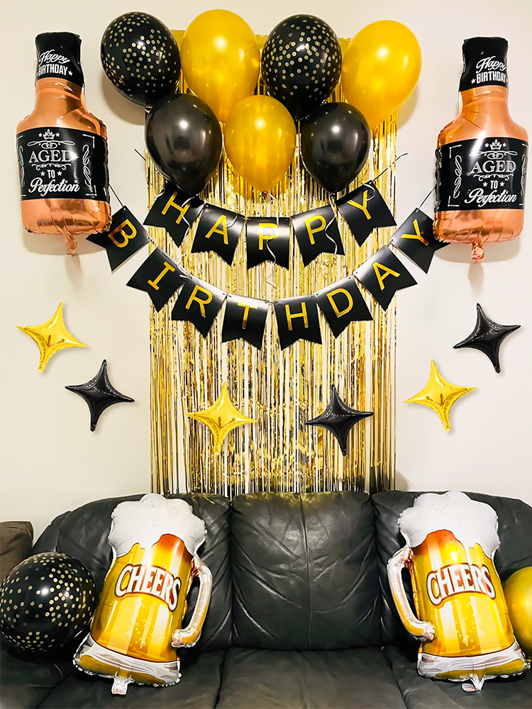 23pcs/set Happy Birthday Black – Wine Beer Whiskey Year recenzja i cena