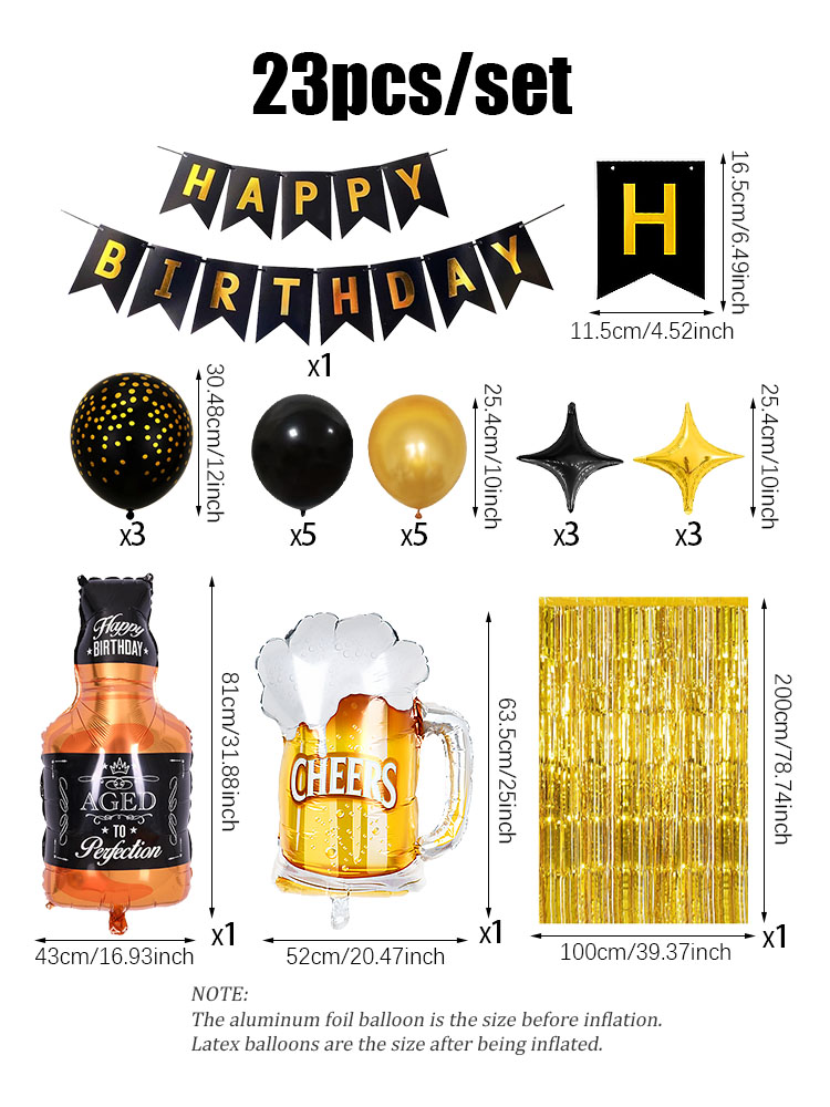 23pcs/set Happy Birthday Black – Wine Beer Whiskey Year recenzja i cena